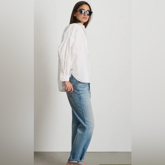 Alex Mill Jo White Button Down Shirt in Cotton Poplin,Size-XL - Picture 3 of 14